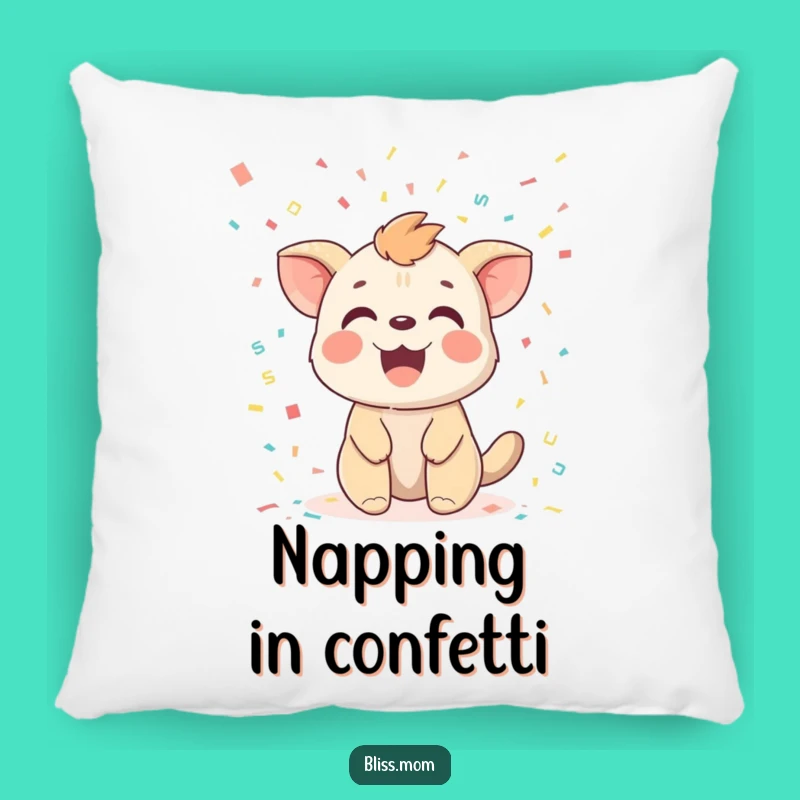 Funny Confetti Animal Pillow: Cuddle Up with a Delighted Creature's Celebration