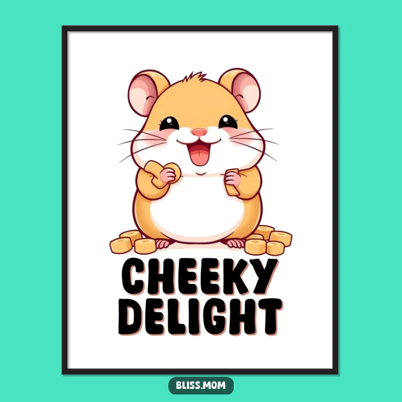 Funny Kawaii Hamster Art Print - Instant Delighted Rodent Decor Gift