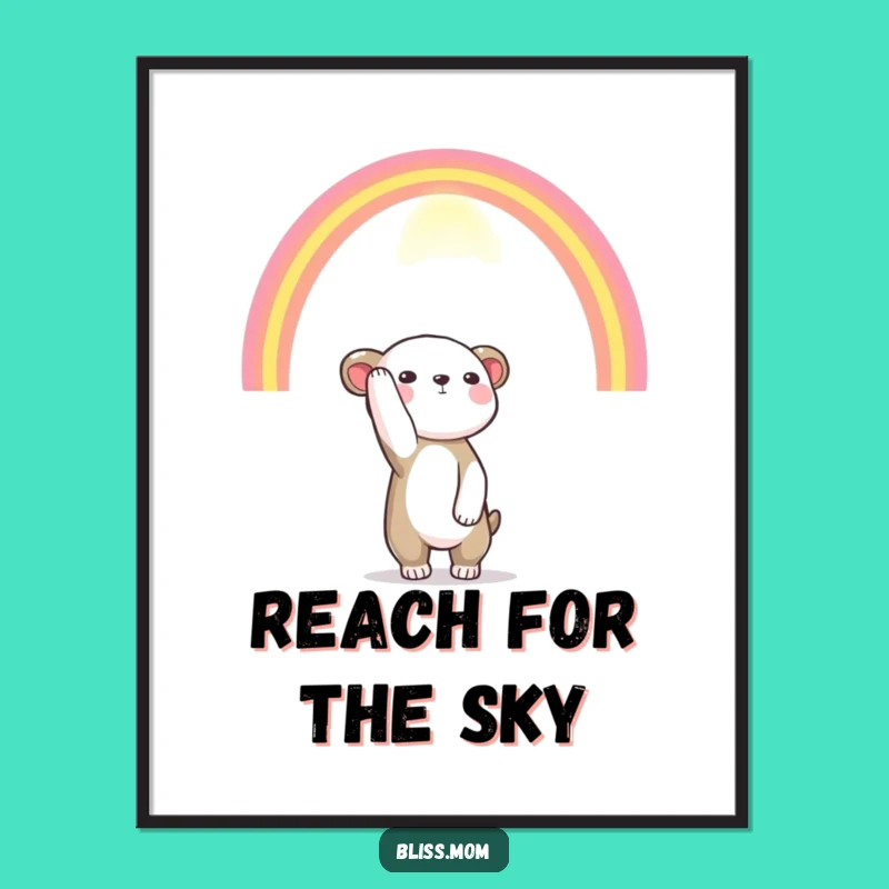 Funny Rainbow Reach Animal Digital Art: Instant Hopeful Decor, Perfect Funny Gift