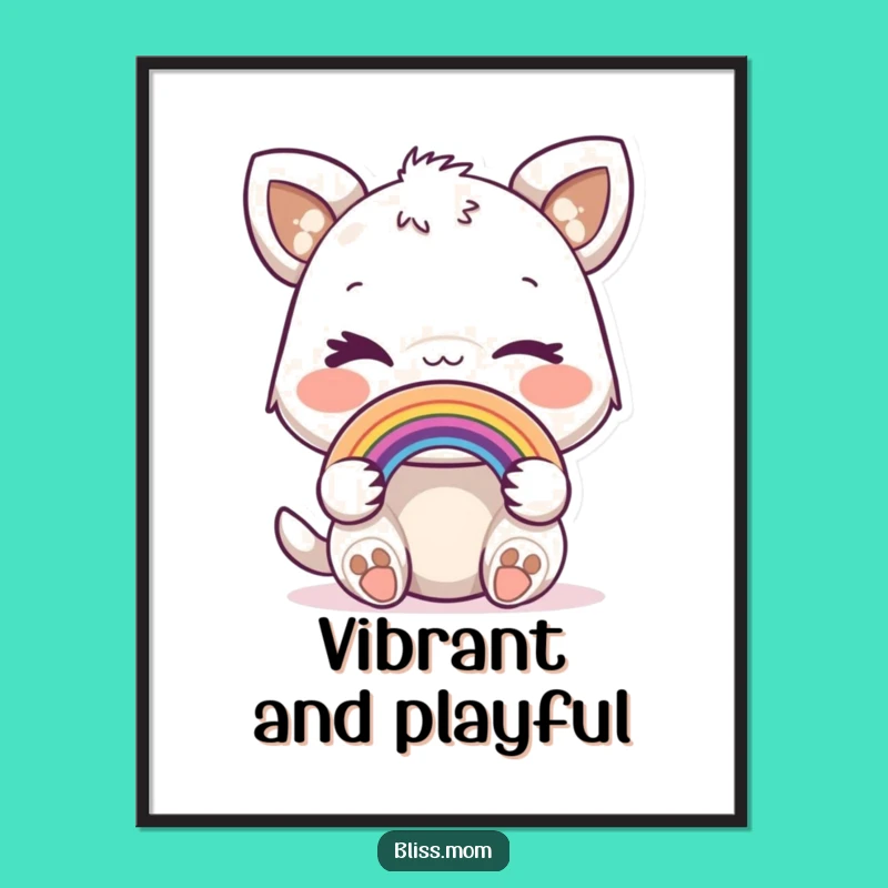 Funny Winking Animal Digital Art: Miniature Rainbow for Instant Whimsy