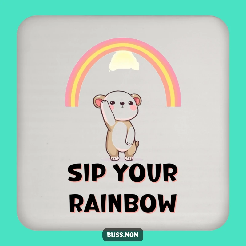 Funny Rainbow Reach Animal Coasters: Protect with Positivity, Unique Funny Gift Set