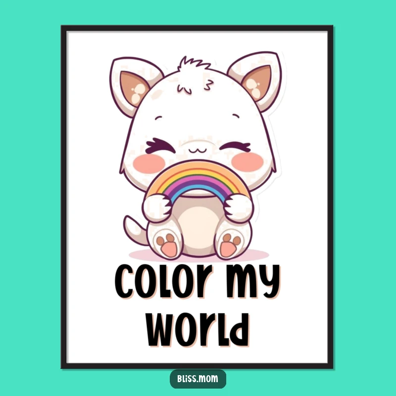 Funny Winking Animal Poster: Miniature Rainbow Decor for Playful Spaces