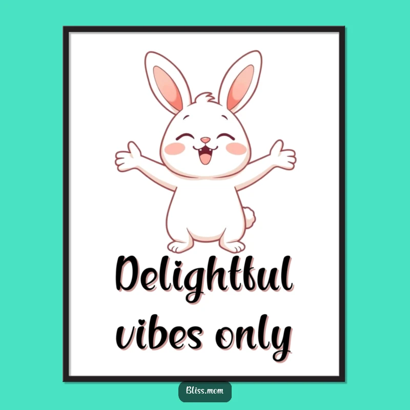 Funny Bunny Delight Poster: Pure Joy with Open Arms Wall Art