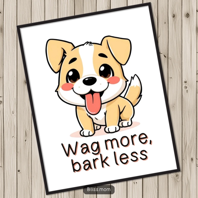 Funny Dog Poster: Captures a dog mid-wag, tongue out, radiating pure, uncontainable happiness and playful energy.