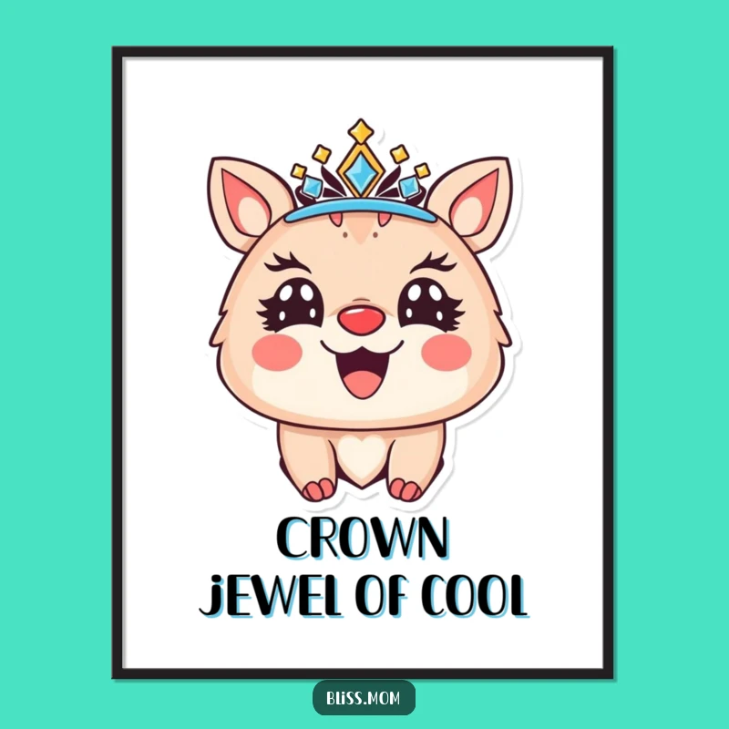 Funny Free Printable Wall Art: Royal Animal with Crown, Joyful Downloadable Decor