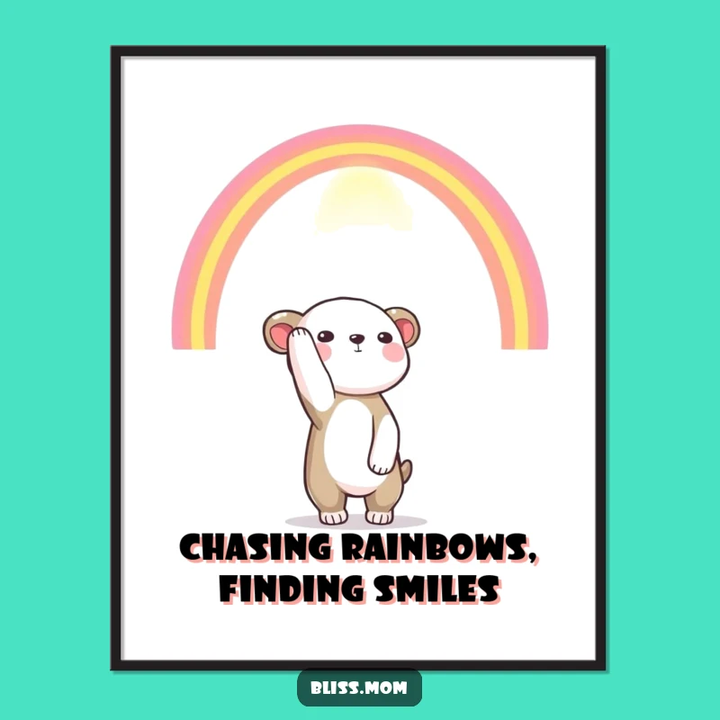 Funny Free Printable Wall Art: Animal Reaching for Rainbow Decor