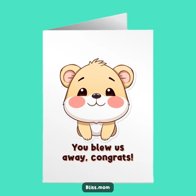 Free Printable Congrats Card: Happy Puffy Cheeks Animal, Fun Downloadable