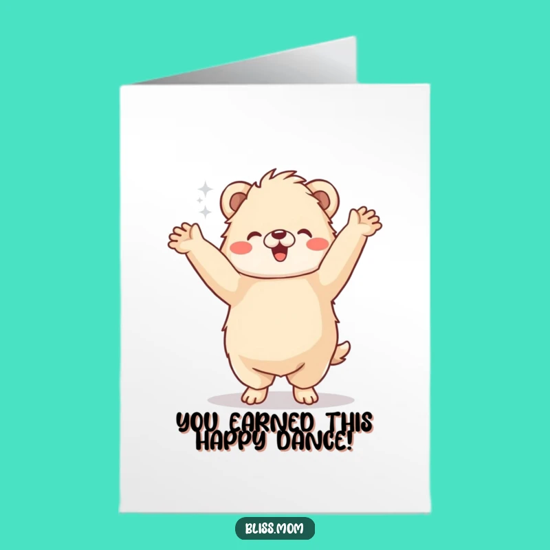 Free Printable Congrats Card: Fluffy Animal's Joyful Jig!
