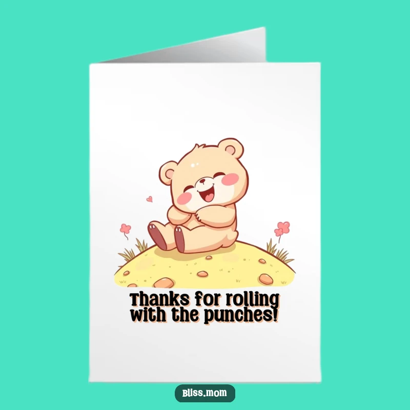 Free Printable Bear Thank You Card - Funny Downloadable Appreciation with a Roll
