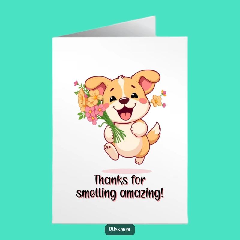 Free Printable Thank You Card: Flower Dog Thanks, Downloadable