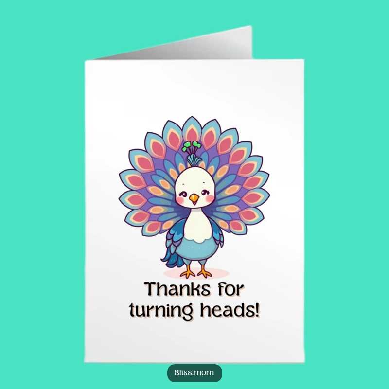 Free Printable Thank You Peacock Mom Card - Colorful Thanks Downloadable Gift