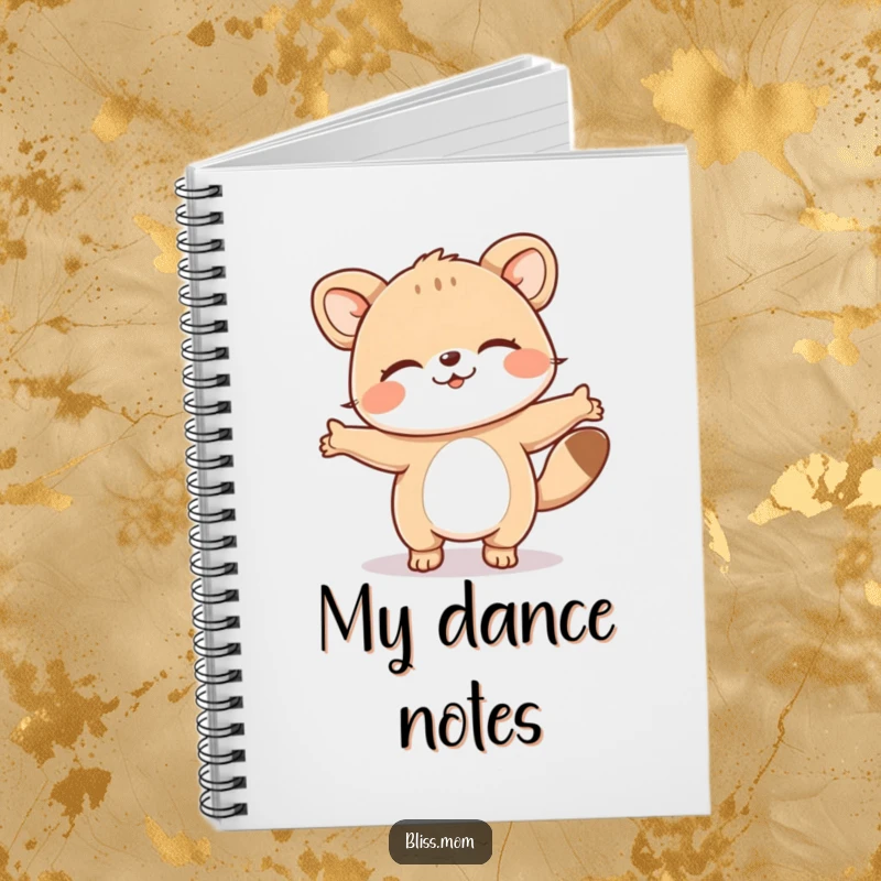 Funny notebook featuring an animal doing a happy dance with eyes closed, perfect for jotting down creative thoughts and joyful notes.