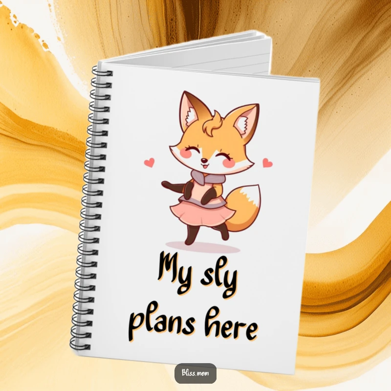 Funny Kawaii Fox Mom Notebook: A fox mom twirls gracefully with a smile. Perfect for notes, this notebook brings fox humor.