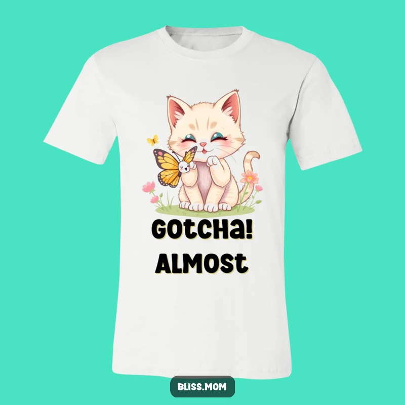 Funny Kawaii Kitten Butterfly Tee: Cute Playful Cat Shirt Gift