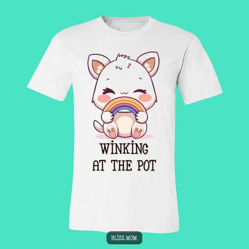 Funny Winking Animal T-Shirt: Hold Your Rainbow with Playful Charm