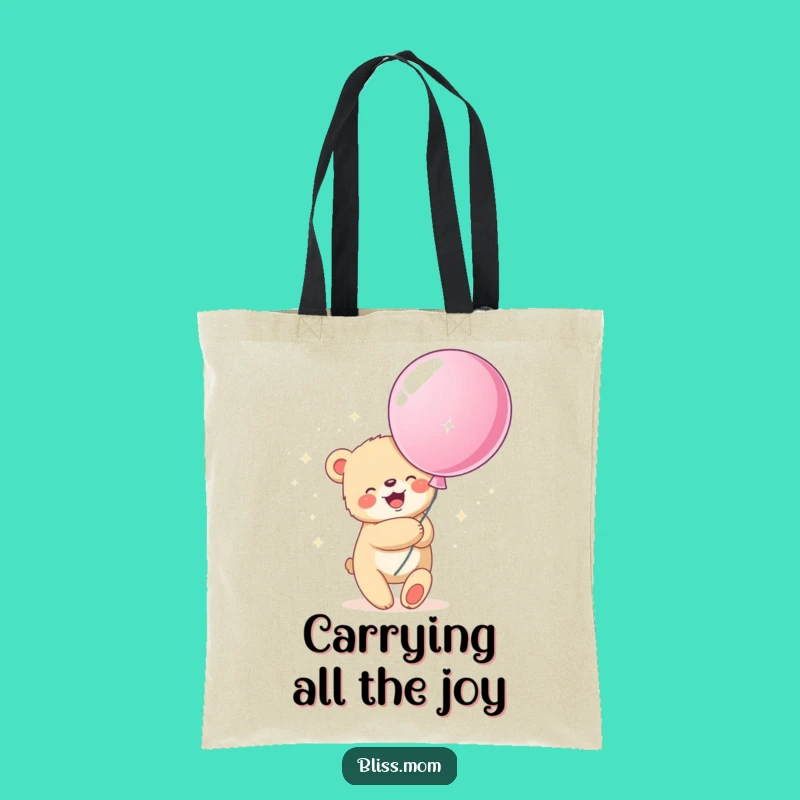 Funny Bear Cub Balloon Hug Tote Bag: Carry Your Sunshine, Perfect Gift!
